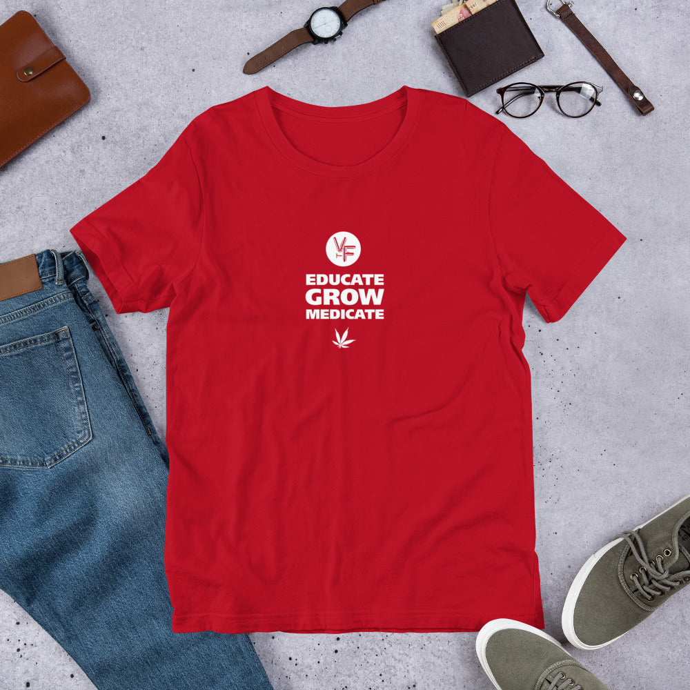TVF Unisex t-shirt | Educate - Grow - Medicate (2)